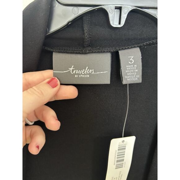 NWT Chico’s Travelers Black Open Front Cardigan Size 3 XL Slinky Stretch Classic - Picture 3 of 6